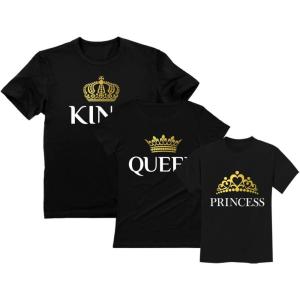 imageKing Queen Princess Family Matching TShirts Husband Wife ampamp Girl Valentines DayQueen Black  King Black  Princess Black