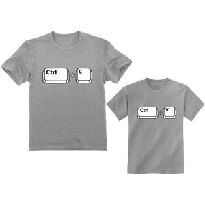 imageTstars Copy Paste Dad and Son Daughter Matching Shirts Ctrl C Ctrl V Gift for Dads Fathers Day Daddy and Me OutfitsDad Gray  Child Gray