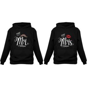 imageTstars Mr ampamp Mrs Matching Hoodies for Couples His and Hers Sweatshirts Hoodie SetBlack