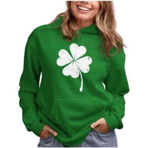 imageTstars St Patricks Day Womens ampamp Teen Girls Hoodie  Irish Shamrock FourLeaf Clover Pullover HoodiesClover  Green