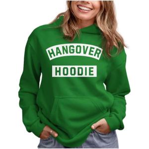 imageTstars St Patricks Day Womens ampamp Teen Girls Hoodie  Irish Shamrock FourLeaf Clover Pullover HoodiesHangover  Green