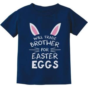 imageTstars Trade Brother for Easter Eggs Funny Siblings Egg Hunting TShirt for Toddler ampamp Youth Boys GirlsNavy