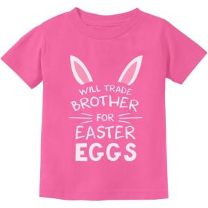 imageTstars Trade Brother for Easter Eggs Funny Siblings Egg Hunting TShirt for Toddler ampamp Youth Boys GirlsPink