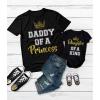 imageTstars Daddy of a Princess Daughter of a King Dad and Baby Matching Outfits Gifts for New Dads Fathers Day Shirts SetMan Black  Baby Black