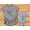 imageTstars Our First Fathers Day Matching Outfits New Dads Gifts Dad Shirt and Son Daughter Infant BodysuitDad Gray  Baby Gray
