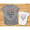 imageTstars Our First Fathers Day Matching Outfits New Dads Gifts Dad Shirt and Son Daughter Infant BodysuitDad Gray  Baby GrayWhite