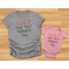 imageTstars Our First Fathers Day Matching Outfits New Dads Gifts Dad Shirt and Son Daughter Infant BodysuitDad Gray  Baby Pink