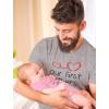 imageTstars Our First Fathers Day Matching Outfits New Dads Gifts Dad Shirt and Son Daughter Infant BodysuitDad Gray  Baby Pink