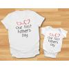 imageTstars Our First Fathers Day Matching Outfits New Dads Gifts Dad Shirt and Son Daughter Infant BodysuitDad White  Baby White