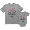imageTstars Our First Fathers Day Matching Outfits New Dads Gifts Dad Shirt and Son Daughter Infant BodysuitDad Gray  Baby Gray