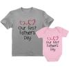 imageTstars Our First Fathers Day Matching Outfits New Dads Gifts Dad Shirt and Son Daughter Infant BodysuitDad Gray  Baby Pink