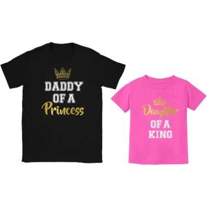 imageKing ampamp Princess Dad and Daughter Matching Shirts Gifts for Dads Fathers Day Daddy ampamp Me Shirt SetDaddy Black  Daughter Wow Pink