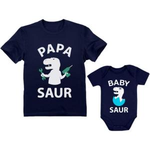 imagePapa ampamp Baby Saur Daddy and Son Daughter Matching Outfits Gifts for New Dads Fathers Day Dad Shirt ampamp Infant BodysuitPapa Navy  Baby Navy
