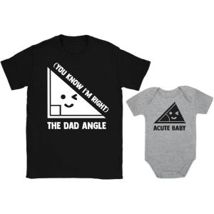 imageTstars Fathers Day Dad and Baby Shirts Funny Nerdy Mens Shirt Daddy and Son Matching Outfits Father and Son Set Math JokesGray Baby  Black Dad