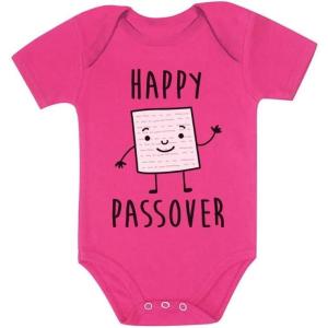 imageTstars Happy Passover Bar Mitzvah Baby Bodysuit Festive Jewish Holiday Outfit for Infant Boys ampamp GirlsHappy  Wow Pink