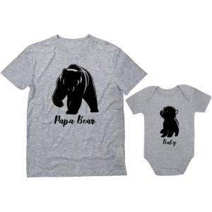 imageTstars Papa ampamp Baby Bear Dad and Son Daughter Matching Shirts Fathers Day New Dads Gift Father and Infant Shirt SetDad Gray  Baby Gray