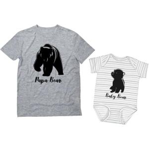 imageTstars Papa ampamp Baby Bear Dad and Son Daughter Matching Shirts Fathers Day New Dads Gift Father and Infant Shirt SetDad Gray  Baby GrayWhite