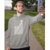 imageTeeStars  Christian Distressed White USA Cross Flag  Religious HoodieGray
