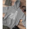 imageTeeStars  Christian Distressed White USA Cross Flag  Religious HoodieGray