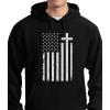 imageTeeStars  Christian Distressed White USA Cross Flag  Religious HoodieBlack