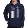 imageTeeStars  Christian Distressed White USA Cross Flag  Religious HoodieBlue