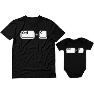 imageCtrl C Ctrl V Dad and Son Daughter Matching Shirts Copy Paste Fathers Day Dad Shirt and Baby Bodysuit SetDad Black  Baby Black