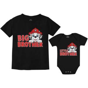 imagePaw Patrol Marshall Big Brother Little Brother Sibling Matching Shirts for BoysKids Black  Baby Black