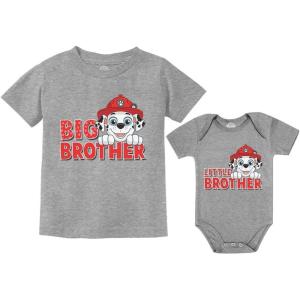 imagePaw Patrol Marshall Big Brother Little Brother Sibling Matching Shirts for BoysKids Gray  Baby Gray
