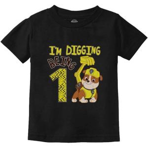 imagePaw Patrol Rubble Digging 1st Birthday Shirt 1 Year Old Boy Infant Kids TShirtBlack