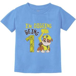 imagePaw Patrol Rubble Digging 1st Birthday Shirt 1 Year Old Boy Infant Kids TShirtCalifornia Blue