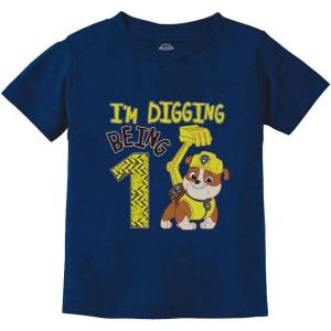 imagePaw Patrol Rubble Digging 1st Birthday Shirt 1 Year Old Boy Infant Kids TShirtNavy