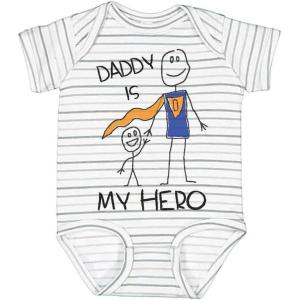 imageTstars Daddy Is My Hero Fathers Day Baby Boy Girl Outfit New Dad Gifts I Love Papa Infant BodysuitHero  Gray Stripes