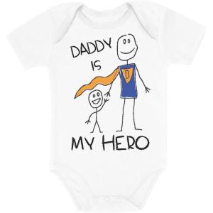 imageTstars Daddy Is My Hero Fathers Day Baby Boy Girl Outfit New Dad Gifts I Love Papa Infant BodysuitHero  White