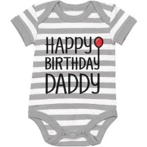 imageTstars Happy Birthday Daddy Gifts for Dad from Baby Son Daughter Infant Boy Girl BodysuitGrayWhite