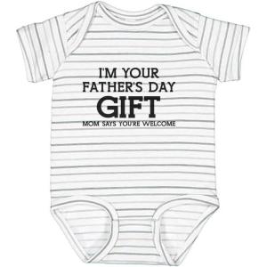 imageTstars Happy Fathers Day Daddy Baby for New First Infant BodysuitGift  Gray Stripes