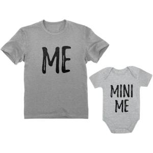 imageTstars Me ampamp Mini Me Fathers day Dad and Baby Matching Outfits Gifts for New Dads Daddy and Son Daughter Shirts SetDad Gray  Son Gray