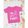 imageIm Two Lets Party 2nd Birthday Shirt Gifts for 2 Year Old Boy Girl Toddler Kids TShirtPink