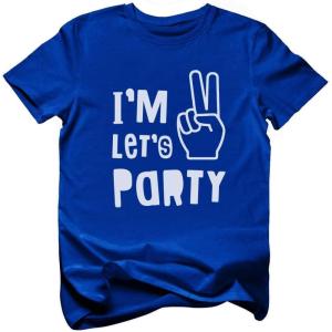 imageIm Two Lets Party 2nd Birthday Shirt Gifts for 2 Year Old Boy Girl Toddler Kids TShirtBlue