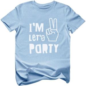 imageIm Two Lets Party 2nd Birthday Shirt Gifts for 2 Year Old Boy Girl Toddler Kids TShirtCalifornia Blue