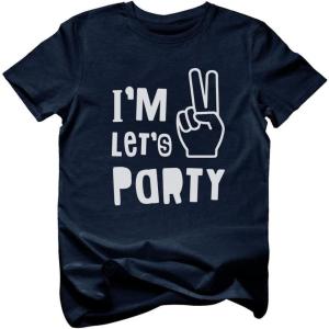 imageIm Two Lets Party 2nd Birthday Shirt Gifts for 2 Year Old Boy Girl Toddler Kids TShirtNavy