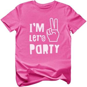 imageIm Two Lets Party 2nd Birthday Shirt Gifts for 2 Year Old Boy Girl Toddler Kids TShirtPink