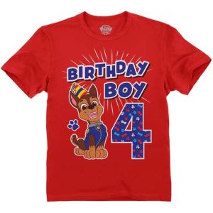 imagePaw Patrol 4 Chase Shirt Gifts for Four Years Old 4th Birthday Theme Party Toddler Kids TShirt4th Birthday  Red
