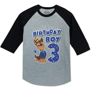 imagePaw Patrol Construction Pup Rubble Digging Being 3 3rd Birthday 34 Sleeve Baseball Jersey Toddler Kids TShirtChase R 3rd  Dark Gray