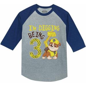 imagePaw Patrol Construction Pup Rubble Digging Being 3 3rd Birthday 34 Sleeve Baseball Jersey Toddler Kids TShirtRubble Dig R3  Blue