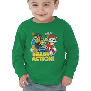 imagePaw Patrol Ready for Action Chase Marshall Toddler Kids Long Sleeve TShirtGreen