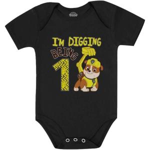 imagePaw Patrol Rubble 1st Birthday Outfit Boy Im Digging Being 1 Baby BodysuitBlack