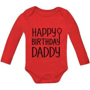 imageTstars Happy Birthday Daddy Baby Outfit New Dad Birthday Gift Long Sleeve BodysuitRed
