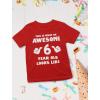 imageAwesome 6 Year Old 6th Birthday Shirt Gifts for Girls Boys Youth Kids TShirtRed