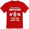 imageAwesome 6 Year Old 6th Birthday Shirt Gifts for Girls Boys Youth Kids TShirtRed