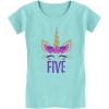 imageGift for 5 Year Old Girl Unicorn 5th Birthday Infant Girls Fitted TShirtChill Blue